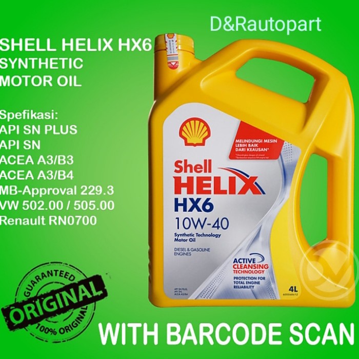 oli shell hx 6 kemasan galon (4liter)