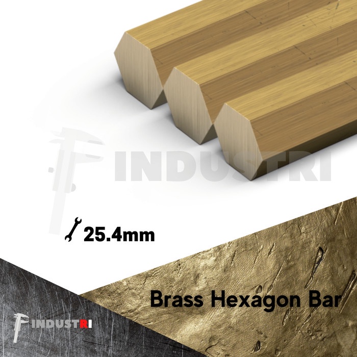 AS Hexagon kuningan 25.4mm (1 inch) Segi enam kuningan harga per 1 cm