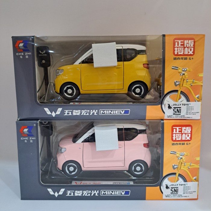 TERLARIS Diecast Metal Car Wuling EV dan Sepeda Miniatur Wuling Toy