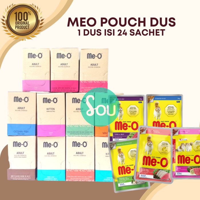 MeO Pouch 1 Dus meo 1 Dus isi 12 Saset Meo Pouch Kitten Adult Tuna