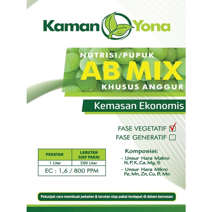 Pupuk AB Mix Khusus Anggur Fase Vegetatif Kemasan Ekonomis