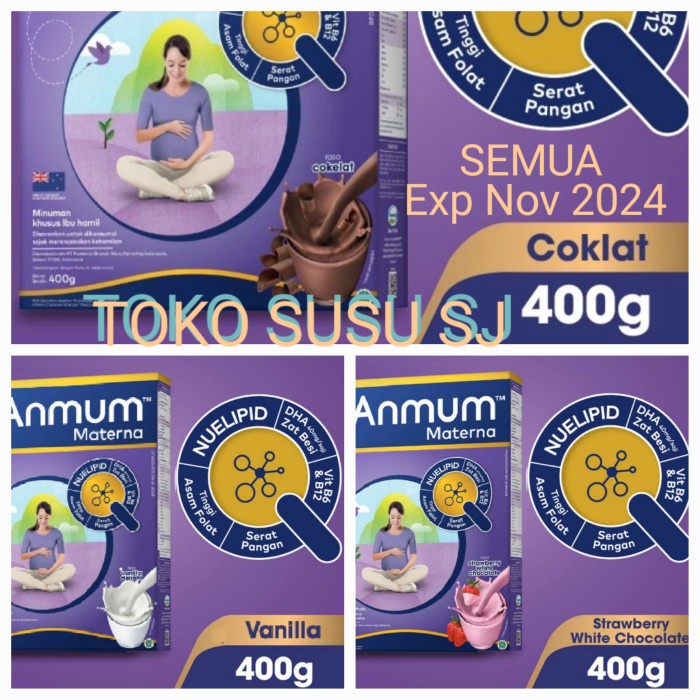ANMUM MATERNA SUSU IBU HAMIL 400 GRAM STRAWBERRY COKLAT VANILA/400GR