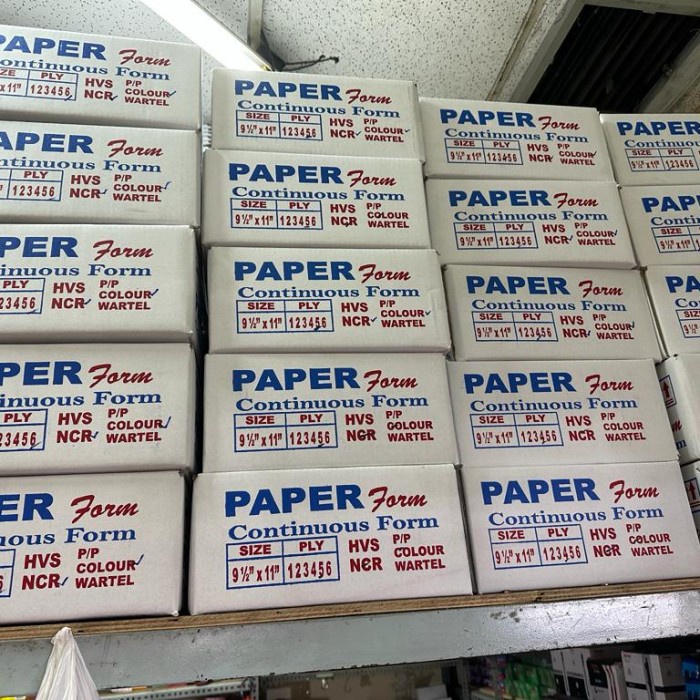 

Viral Continous Form 1 Ply / 9.5 X 11 - 1 Ply Paper Form Packing Aman