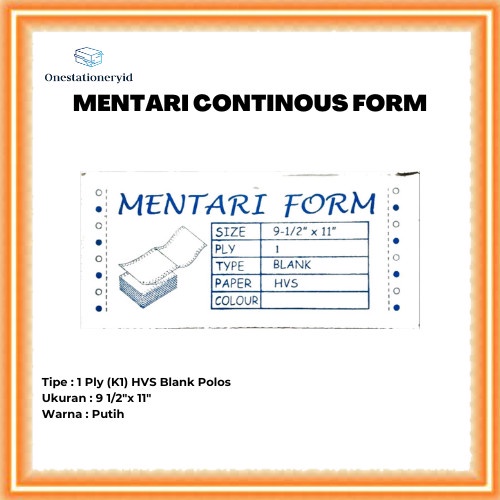 

Produk Viral Kertas Continuous/Continous Form 1 Ply, 1 Rangkap K1 Hvs Polos Cod