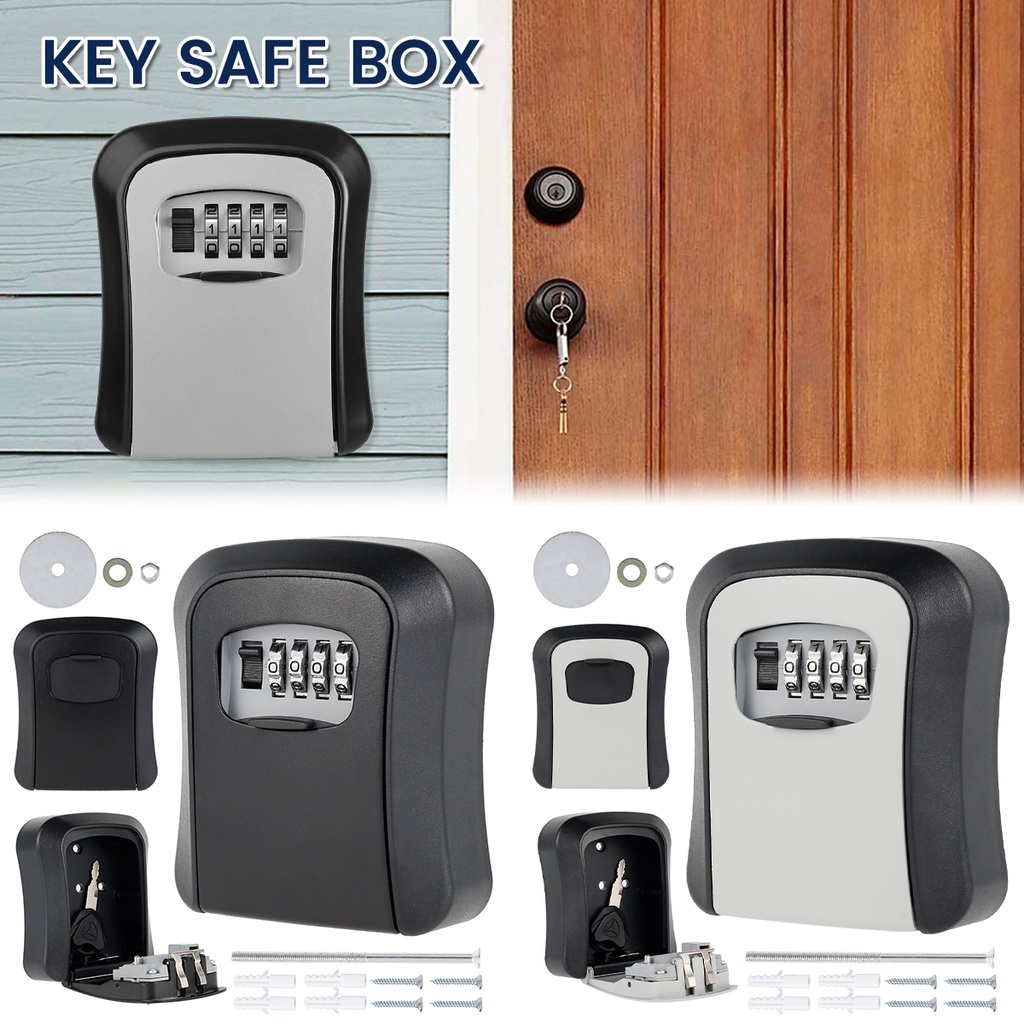 Key Safe Key Box Wall Mounted Key Safe 4 Digit Combination Password Key Holder Outdoor Key Box Home 