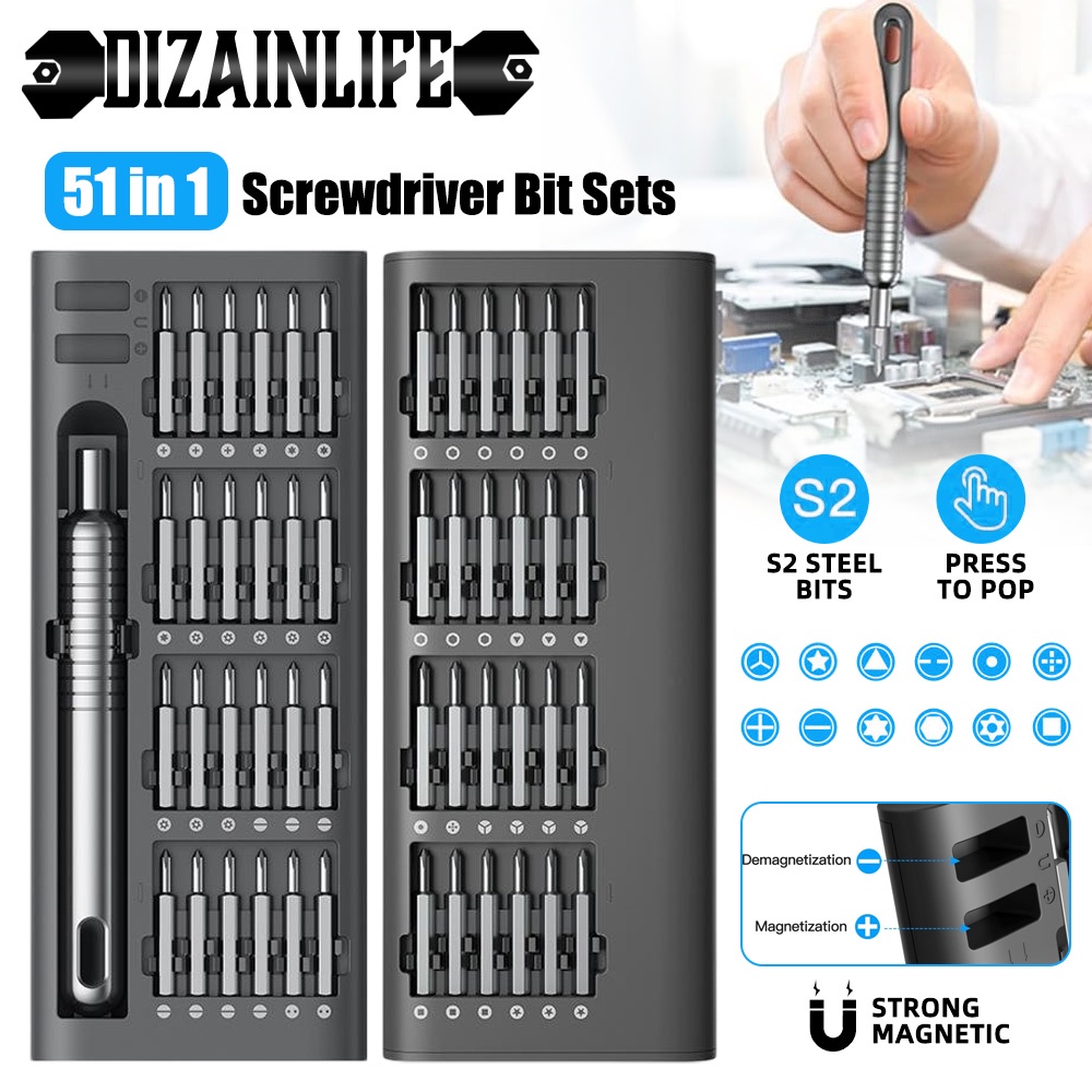 51 In 1 Precision Screwdriver Portable Screwdriver Pen Manual Hand Tool Kit Magnetic Mini Small Bit 