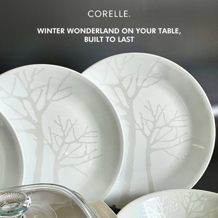 Corelle Frost Set / Set Piring Makan dan Piring Saji