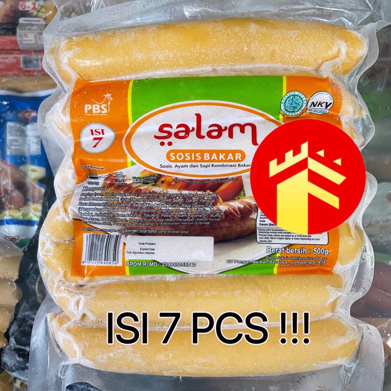 SALAM SOSIS BAKAR JUMBO 7 PCS 500 GR SALAM SOSIS SAPI DAN AYAM