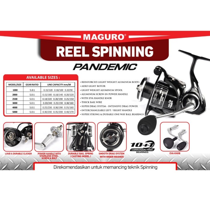 REEL MAGURO PANDEMIC 1000 2000 2500 3000 4000 5000 SPINNING PH