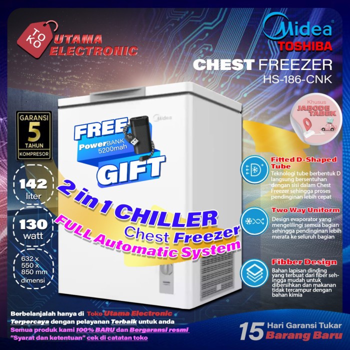 KHUSUS GRAB freezer box daging midea 150liter hs-186cnk garansi resmi Jabodetabek