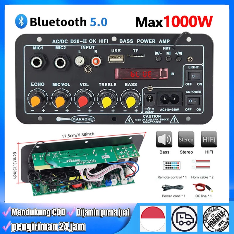 D10- 900W Amplifier Board Tampilan Digital Power Amplifier Board HIFI Subwoofer Untuk 8-12 Inci