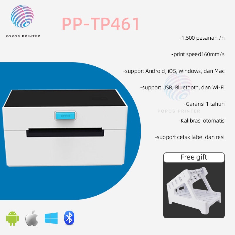 PRINTER BARCODE THERMAL LABEL SUPPORT BLUETOOTH /USB /Wireless Shipping Sticker Printer Barcode