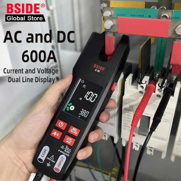 BSIDE U6 Professional Digital Clamp Meter 600A AC DC Pliers Ammeter