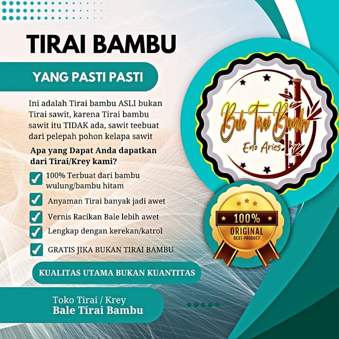 (Murah) Tirai kerai bambu 2,5x1,5 M Kerai/kere/keray/krey