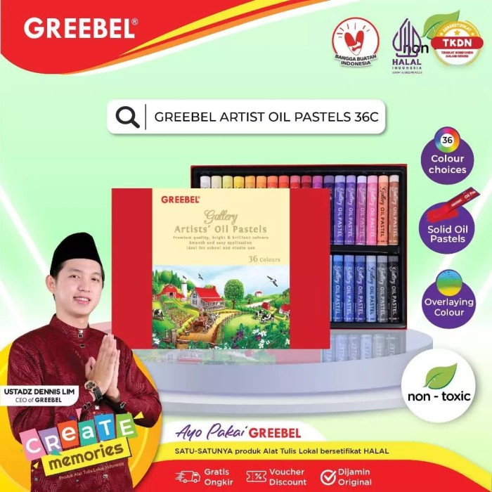 

Greebel Artist Oil Pastel Crayon 36C / Crayon Greebel 36 Warna Terlaris