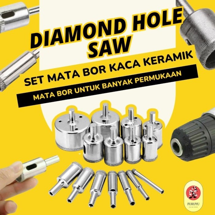 Alat Pelubang Keramik Granit Marmer Kaca Diamond Holesaw Set Mata bor