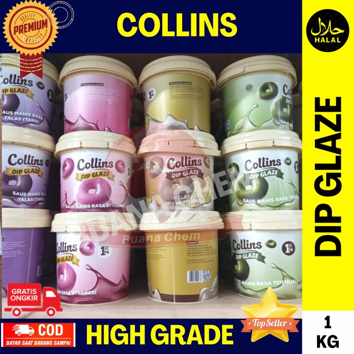 

Ready" Collins Dip Glaze 1Kg All Varian / Topping Pasta Coklat Donat Pisang