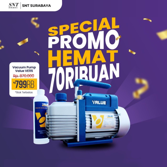 Vacuum Pump VALUE VE115 1/4 PK - Mesin Pompa Vakum 1/4 - Alat Vakum AC