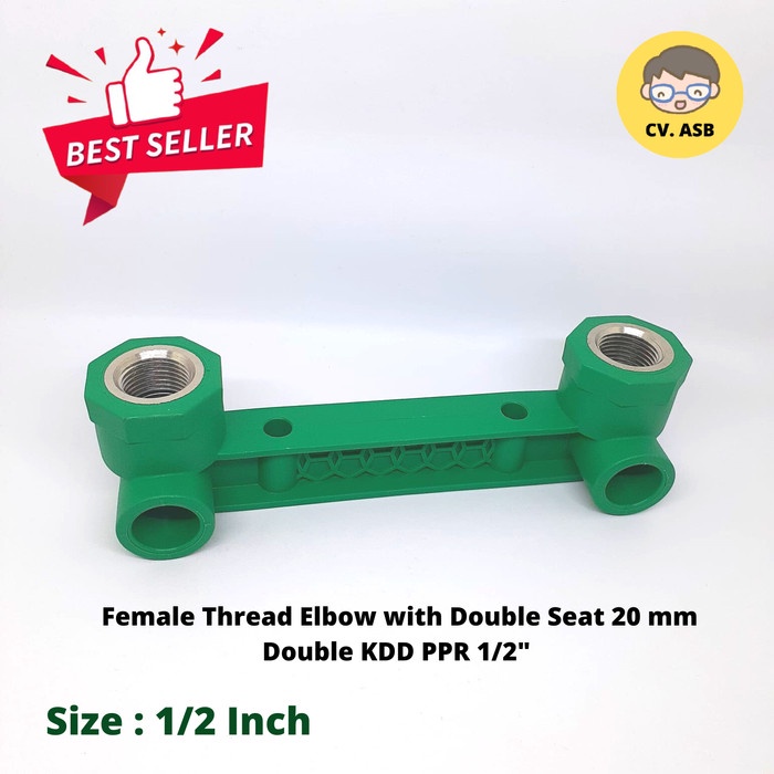 Double Knee Drat Dalam 1/2" Keni Drat Dalam Double KDD PPR 20mm 1/2"