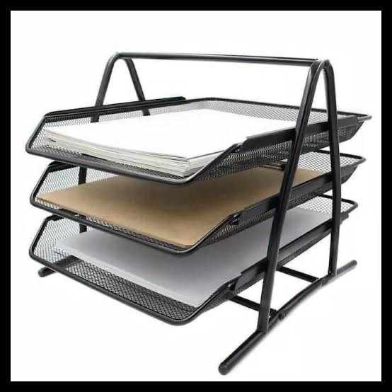 

BARANG TERLARIS rak dokumen kertas elevated letter tray 3 susun besi