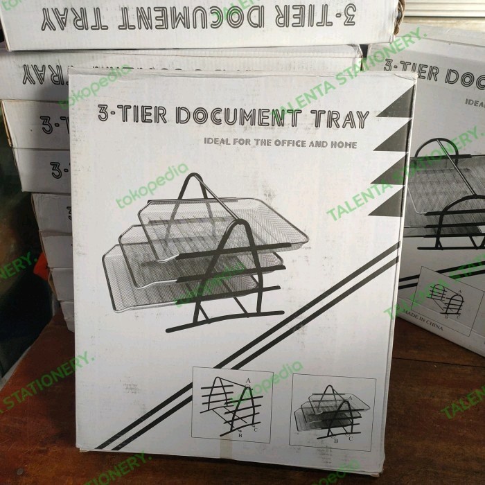 

BARANG TERLARIS 3-tier document tray / rak 3 susun material besi warna hitam