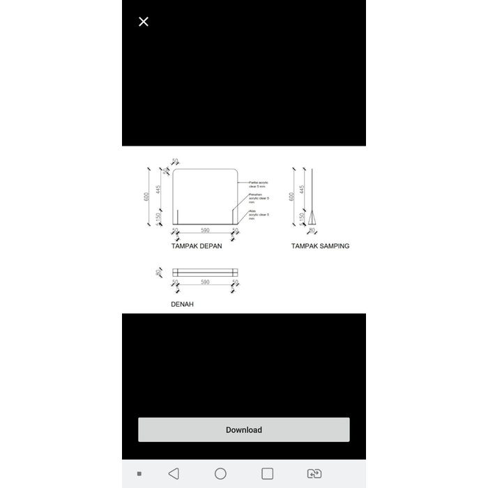 

BARANG TERLARIS Akrilik pembatas meja 60x60cm (5mm)(bening)