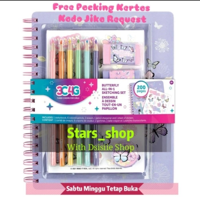 

Make It Real Butterfly All In 1 Sketching Set Original - Buku Lukis . Good Quality