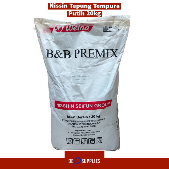 

SALE !!! NISSIN TEMPURAKO WHITE 20KG - TEPUNG TEMPURA NISSHIN B&B PREMIX HALAL READYY