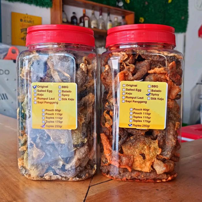 

Paket Combat Kerupuk Kulit Ikan Salmon Varian Rasa Original Kemasan Toples Jumbo Dan Varian Rasa