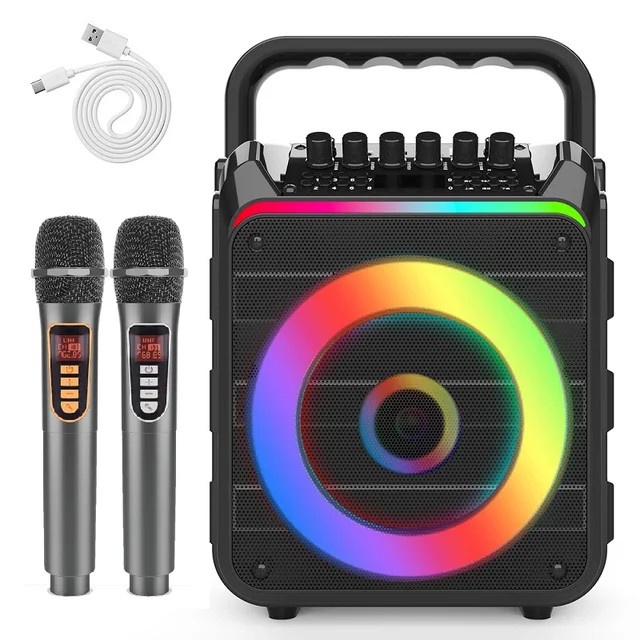 Speaker Bluetooth Karaoke 2 mic Wireless Portable Sound System Hi-Fi