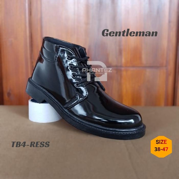 Ready Stock Sepatu Pdh Tali 4 Resleting Hitam Kilap Untuk Kerja Kantoran Tni Ad/Au Polisi-Polwan