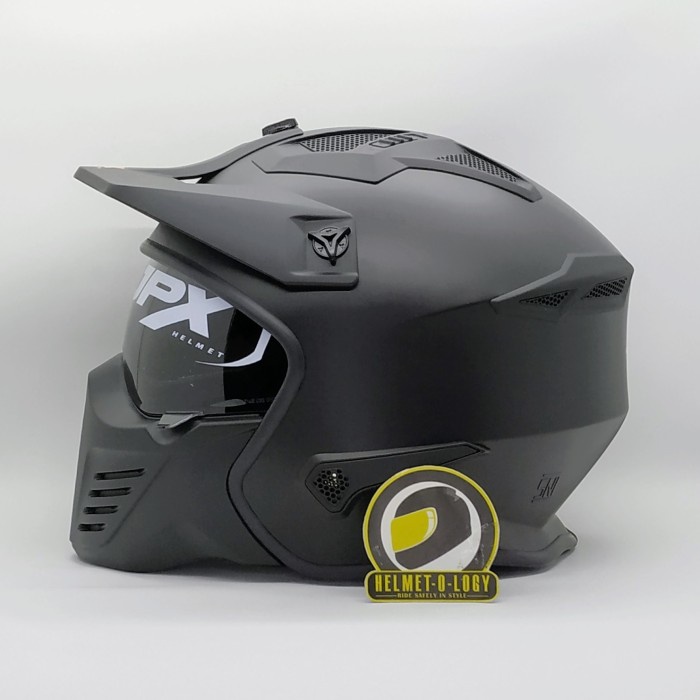 Helm JPX MX726R Crossover Hitam Doff Merah MX 726 R Modular