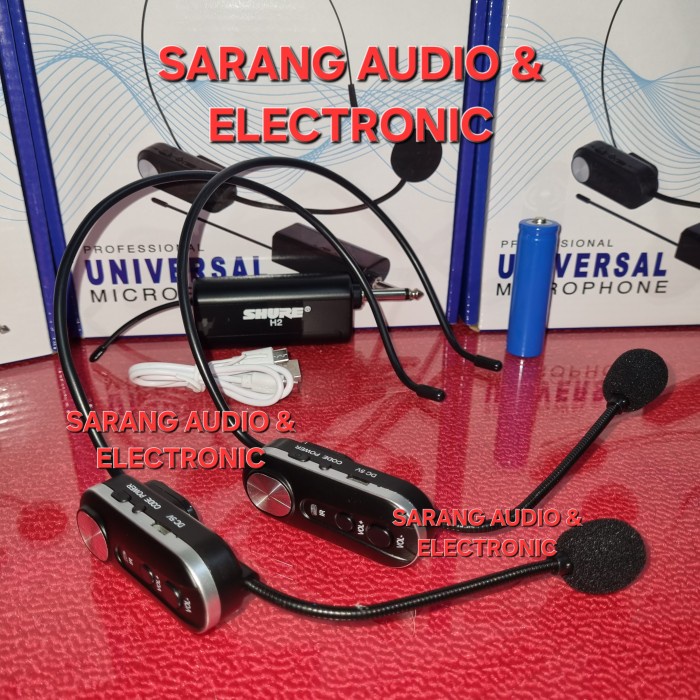 Mic Headset Wireless Shure Mic Bando Wireless Clip On Jepit SHURE H2