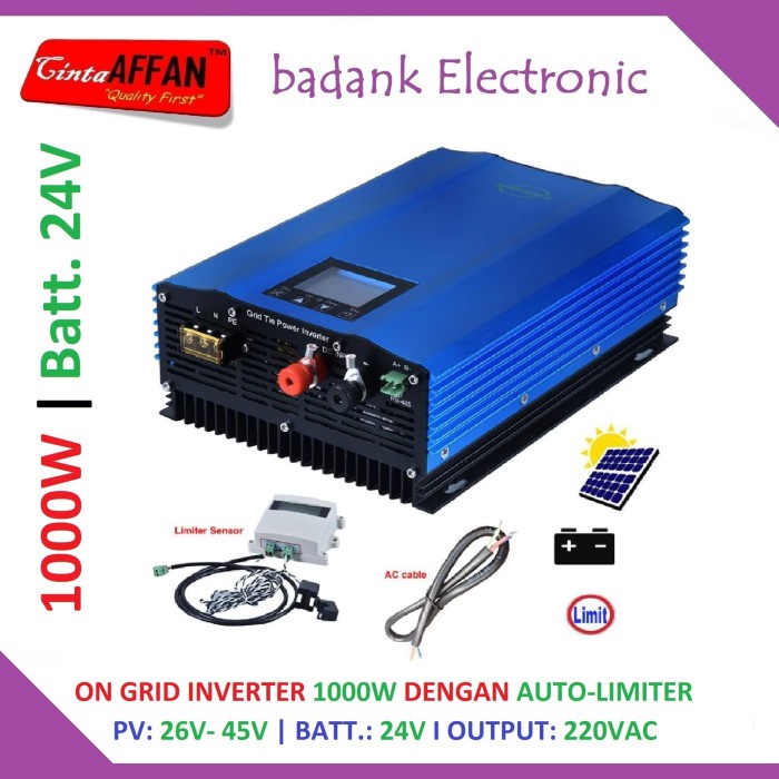 TERMURAH 1000W BATTERY DISCHARGE INVERTER ON GRID TIE GTI AUTO LIMITER (SENSOR) BERKUALITAS