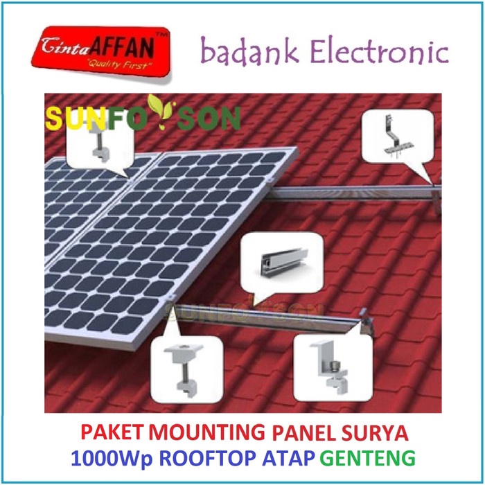 TERMURAH [1000WP] PAKET MOUNTING BRACKET SOLAR PANEL SURYA ROOFTOP ATAP GENTENG TERLARIS