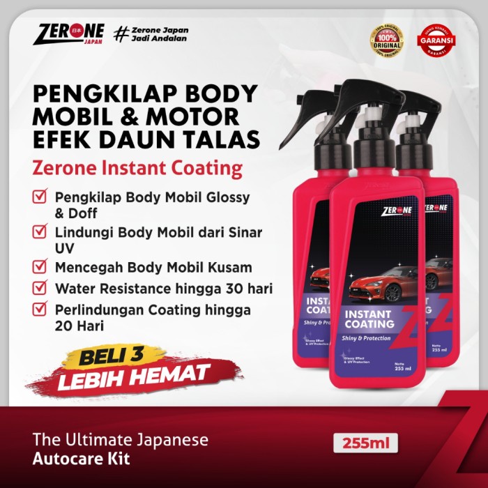 Pengkilat Instant Coating Zerone Japan Pengkilap Body Kaca Mobil