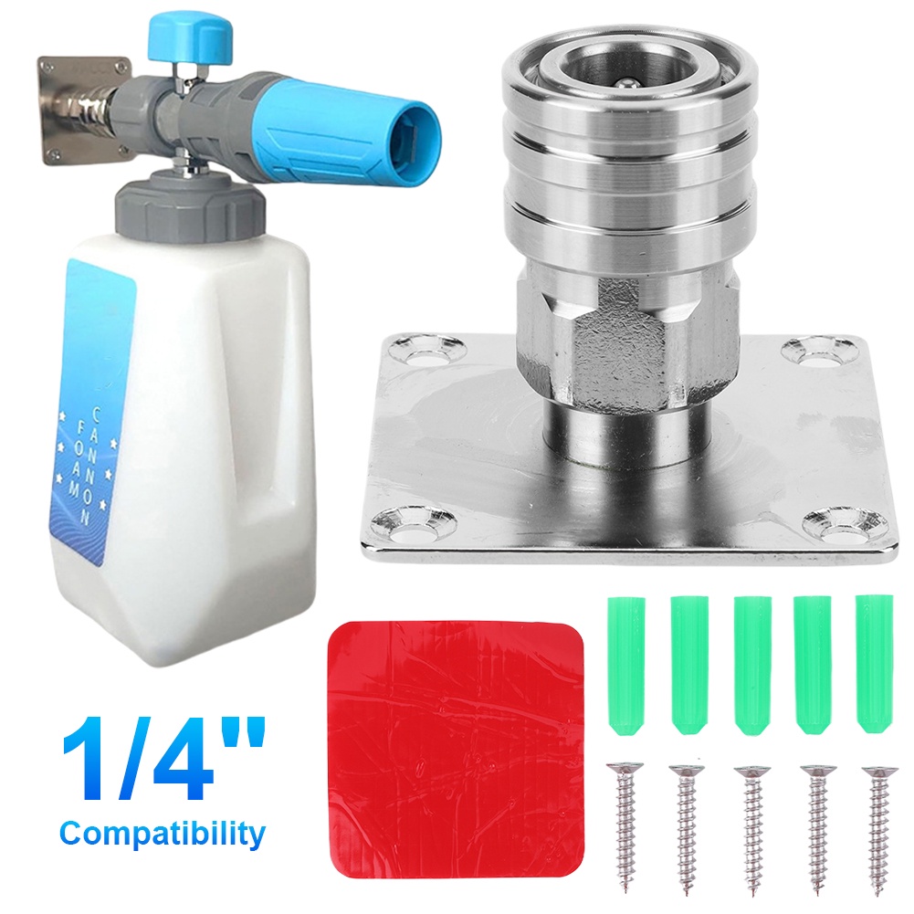 Foam Cannon Nozzle Water Gun Holder Stainless Steel Wall Mountable Pressure Washer Accessories Press