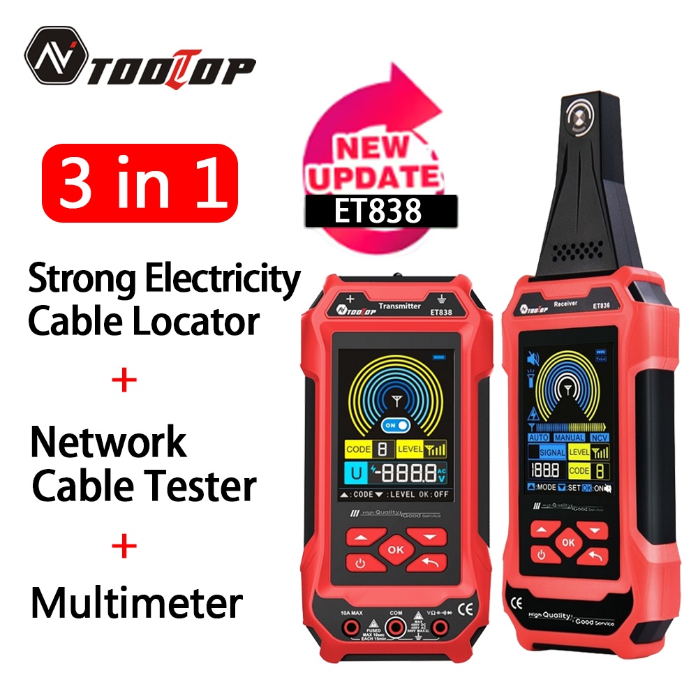 TOOLTOP 400V Underground Cable Wall Wiring Locator 3.2 inches 60000 Counts Digital Multimeter LAN Te