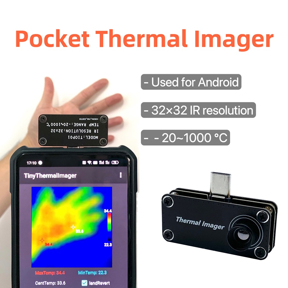 TIOP01 Thermal Imaging Camera for Android Phones Infrared Thermal Sensor Type-C Temperature Measurem