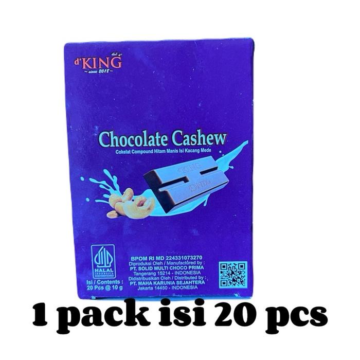 

d'KING Cashew Craze: Kelezatan Coklat dan Mede dalam Satu Gigit" 1 dus isi 80 batang
