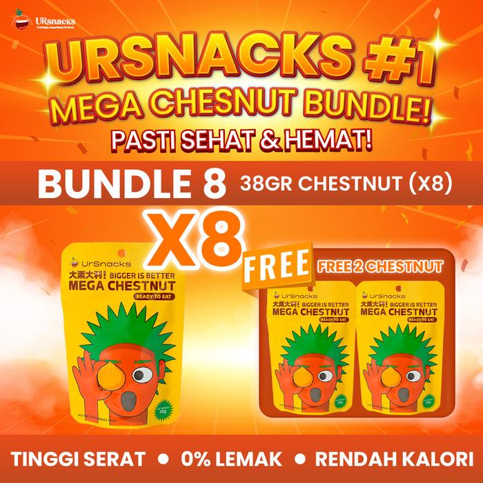 

URSNACKS Buy 8 Get 10 Pcs !! Mega Chestnut 38gr - Kacang Traveller Bikin Kenyang - Halal BPOM