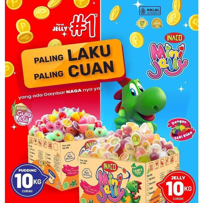 

INACO MINI JELLY KILOAN PAKET 60 PCS CURAH INACO, MINI JELLY PLUS NATA DE COCO CURAH repack cemilan