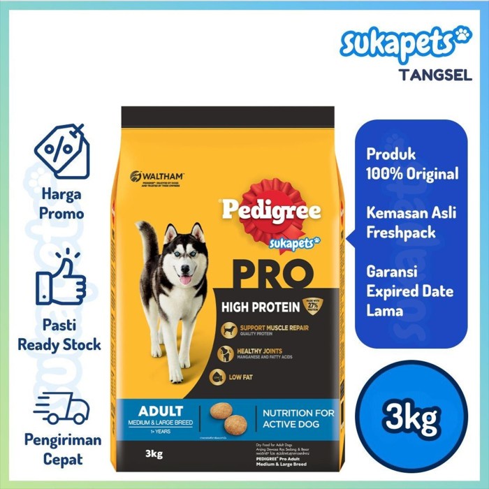 Pedigree Pro High Protein Adult Medium & Large Breed 3kg