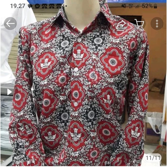 BAJU BATIK MERAH SERAGAM SEKOLAH SD LENGAN PANJANG SERAGAM NEGRI ( UNISEX ) KELAS 1-6