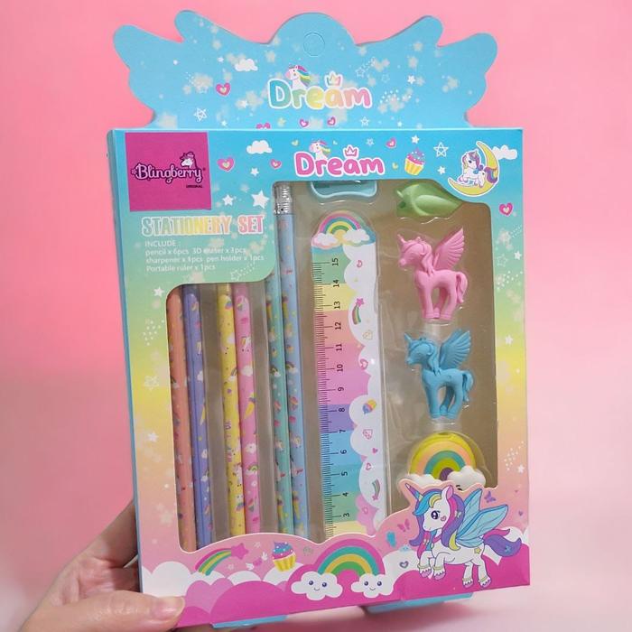 

Stationery set Unicorn 12in1 pensil serutan penghapus penggaris stationery anak kado ultah anak