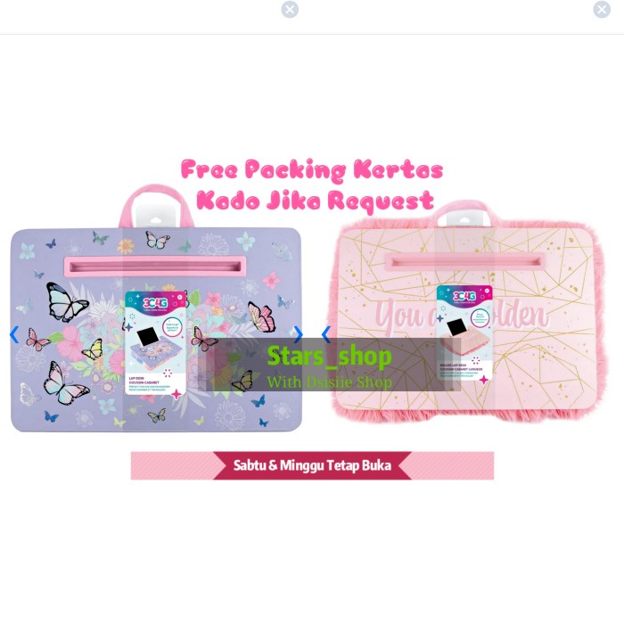 

Make It Real Butterfly & Pink Gold Deluxe Fur Lap Desk / Meja Belajar Kode 770