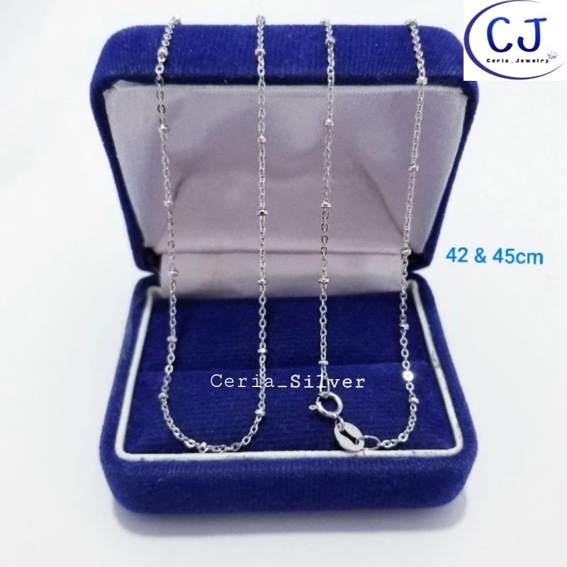 Kalung Perak Asli Silver Wanita 925 Lapis Emas Putih Asli Model Rantai - Kalung Wanita Anti Karat