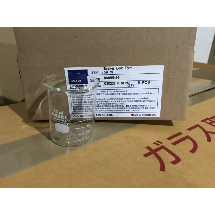 JTTOP" BEKER GELAS 50ML IWAKI 1000BK50 BEAKER LOW FORM 50ML, GELAS KIMIA