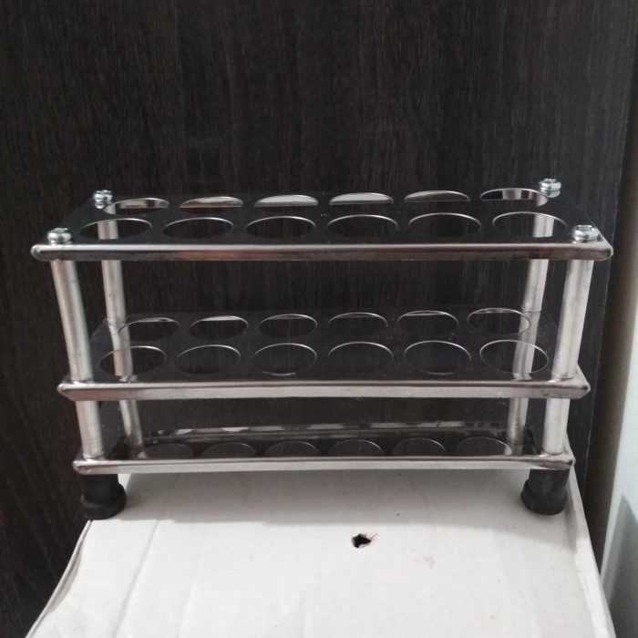 JTTOP" RAK TABUNG REAKSI STAINLESS STEEL 12 LUBANG - TEST TUBE RACK