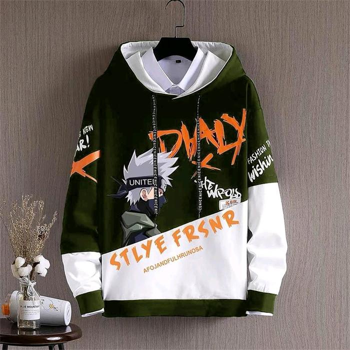 HOODIE NYAMAN FLEECE TEBAL PRIA DIALY KAKASHI STYLE ANIME JEPANG - HARADISTRO - SWEATER LOKAL